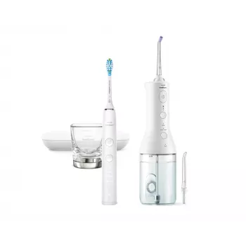 Escova de dentes elétrica sónica Philips Powertube sem fios HX3886/41 DiamondClean 9000, adultos, cuidados diários, limpeza profunda, cuidados das gengivas, branqueamento, branco, bateria, bateria integrada