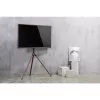 Manhattan 461795 suporte de TV móvel com pernas de tripé, portátil, 45–65 polegadas (114,3–165,1 cm), máx. 32 kg, alumínio/aço/nogueira, preto/castanho