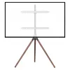 Manhattan 461795 suporte de TV móvel com pernas de tripé, portátil, 45–65 polegadas (114,3–165,1 cm), máx. 32 kg, alumínio/aço/nogueira, preto/castanho