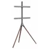 Manhattan 461795 suporte de TV móvel com pernas de tripé, portátil, 45–65 polegadas (114,3–165,1 cm), máx. 32 kg, alumínio/aço/nogueira, preto/castanho
