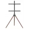 Manhattan 461795 suporte de TV móvel com pernas de tripé, portátil, 45–65 polegadas (114,3–165,1 cm), máx. 32 kg, alumínio/aço/nogueira, preto/castanho