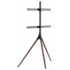Manhattan 461795 suporte de TV móvel com pernas de tripé, portátil, 45–65 polegadas (114,3–165,1 cm), máx. 32 kg, alumínio/aço/nogueira, preto/castanho