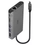Lindy DST-Mini XT, docking station mini para portátil USB-C com ecrã único (4K) ou ecrã duplo (Full HD) e carregamento pass-through de 100W
