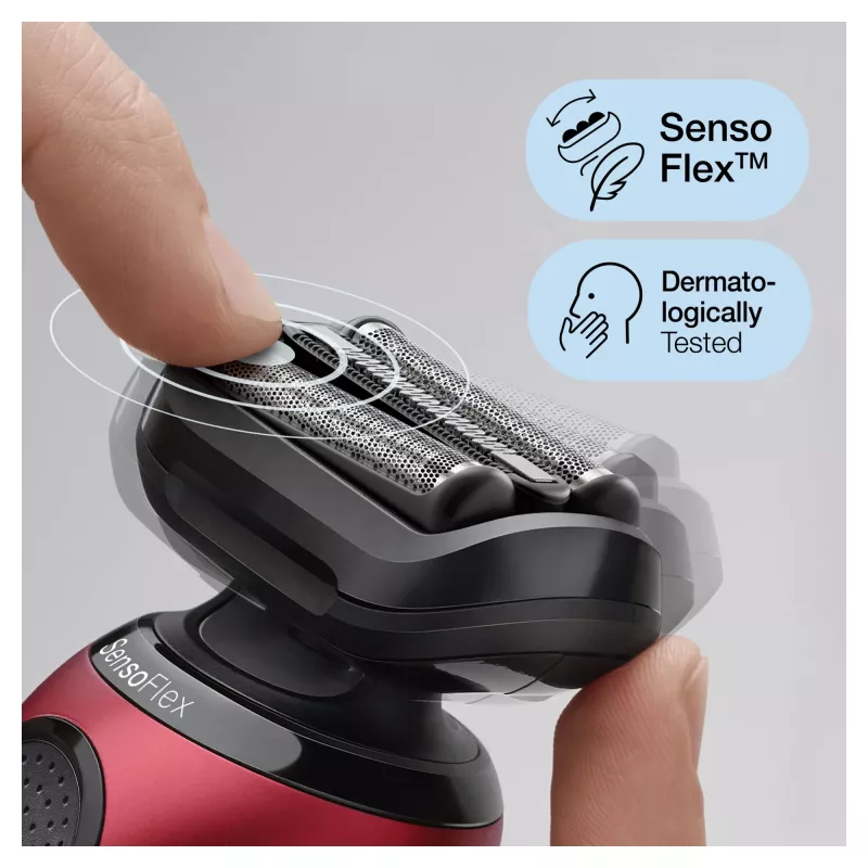 Máquina de barbear de lâminas Braun Series 6 61-R1200s SensoFlex SensoFoil preto vermelho
