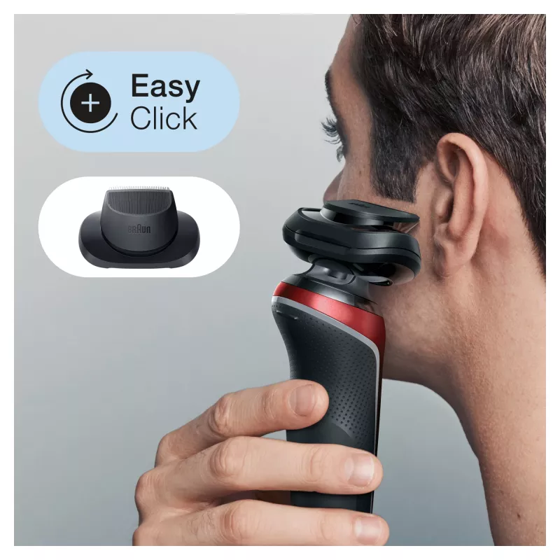 Máquina de barbear de lâminas Braun Series 6 61-R1200s SensoFlex SensoFoil preto vermelho