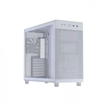 Caixa de PC ASUS PRIME AP303 TG White — ATX/Micro-ATX/Mini-ITX, vidro temperado, USB-C, suporte para GPU de 360 mm