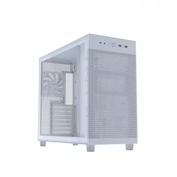 Caixa de PC ASUS PRIME AP303 TG White — ATX/Micro-ATX/Mini-ITX, vidro temperado, USB-C, suporte para GPU de 360 mm