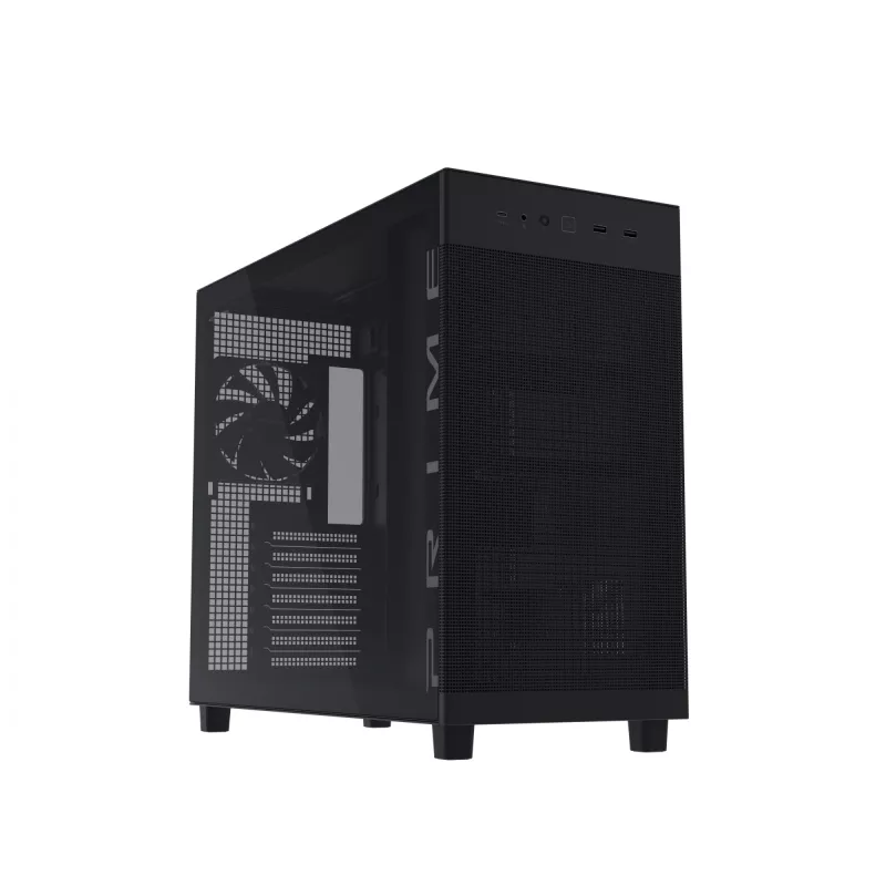 ASUS PRIME AP303 TG 90DC00V0-B39010 caixa de PC Midi Tower, ATX/Micro-ATX/Mini-ITX, vidro temperado, 2x USB 3.2, sem fonte de alimentação, preta