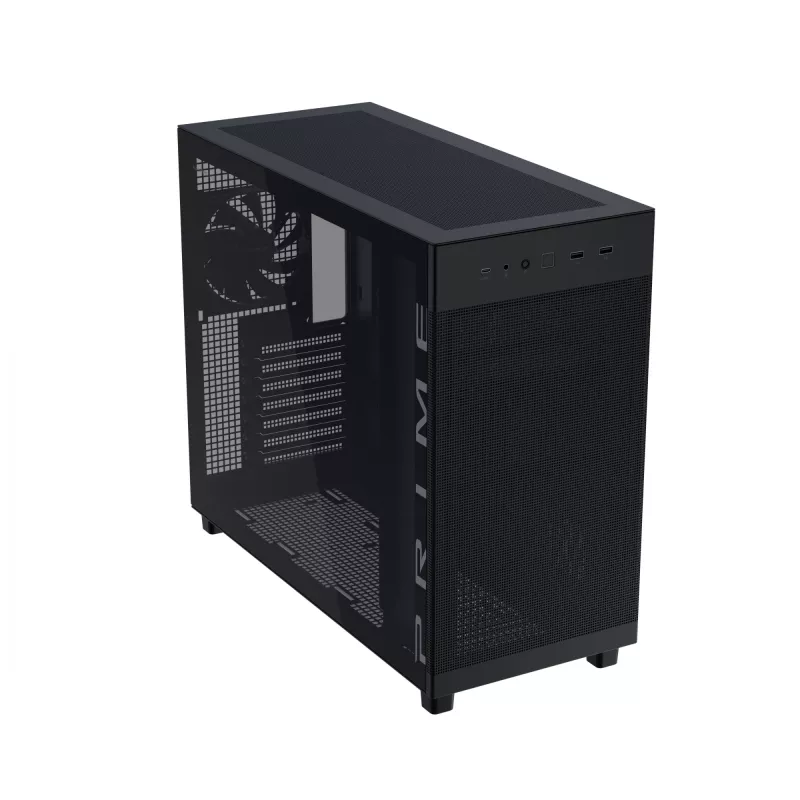 ASUS PRIME AP303 TG 90DC00V0-B39010 caixa de PC Midi Tower, ATX/Micro-ATX/Mini-ITX, vidro temperado, 2x USB 3.2, sem fonte de alimentação, preta