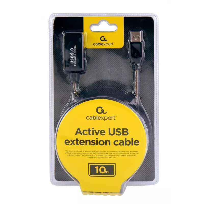 Cabo de extensão USB 2.0 ativo GEMBIRD, 10 m - preto