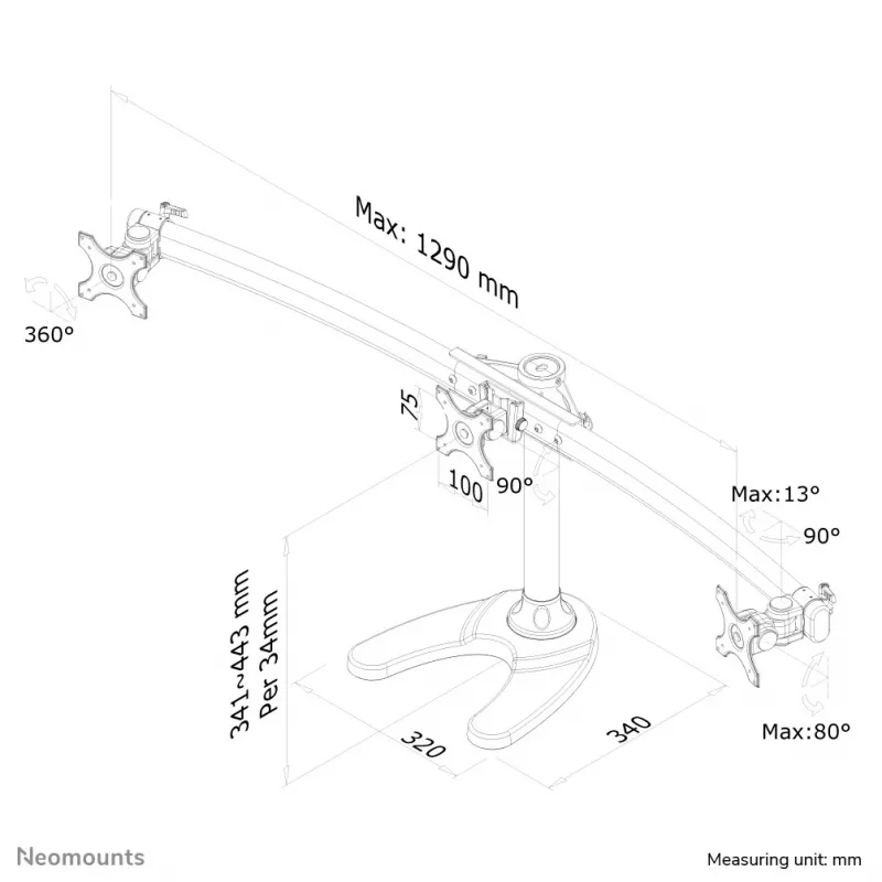 Suporte para monitor Neomounts FPMA-D700DD3 10-27 polegadas