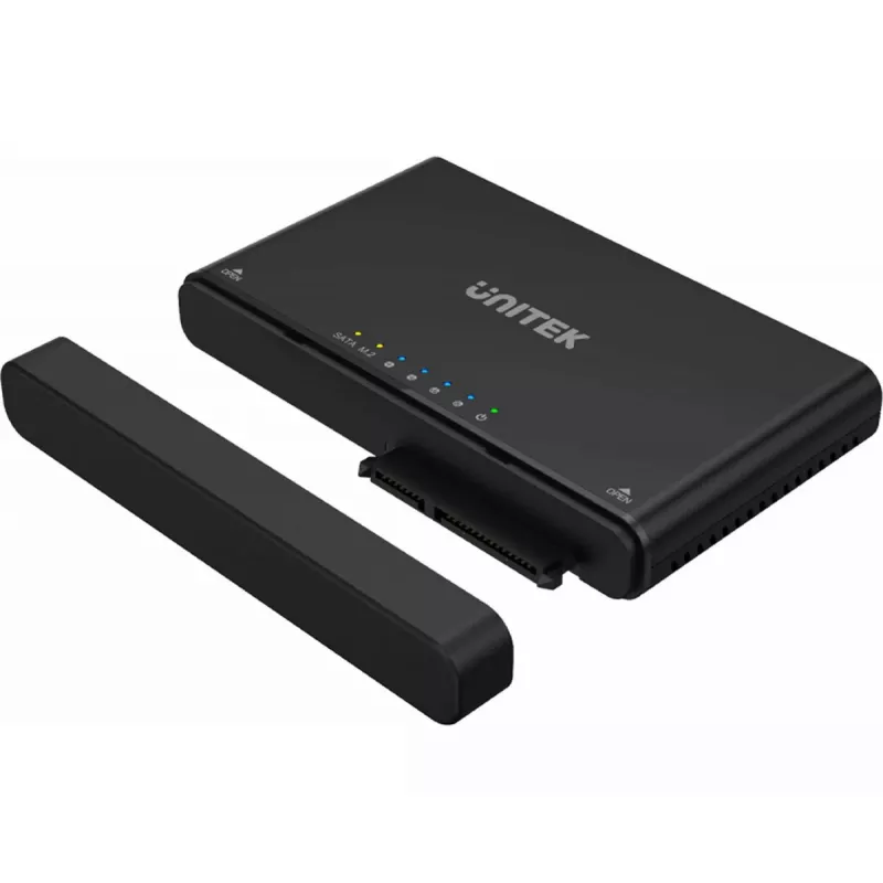 Unitek S1222A adaptador USB-C para unidades M.2 NVMe e SATA de 2,5/3,5 polegadas com clonagem offline, 10 Gbps, preto