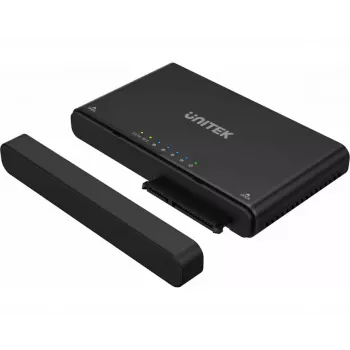 Unitek S1222A adaptador USB-C para unidades M.2 NVMe e SATA de 2,5/3,5 polegadas com clonagem offline, 10 Gbps, preto