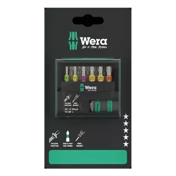 Conjunto de bits Wera 05073641001 Bit-Check 12 Wood TORX HF 1 SB