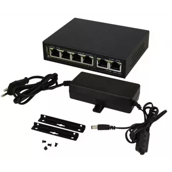 Switch Gigabit PoE PULSAR SG-64 — 4 portas PoE, 2 portas uplink