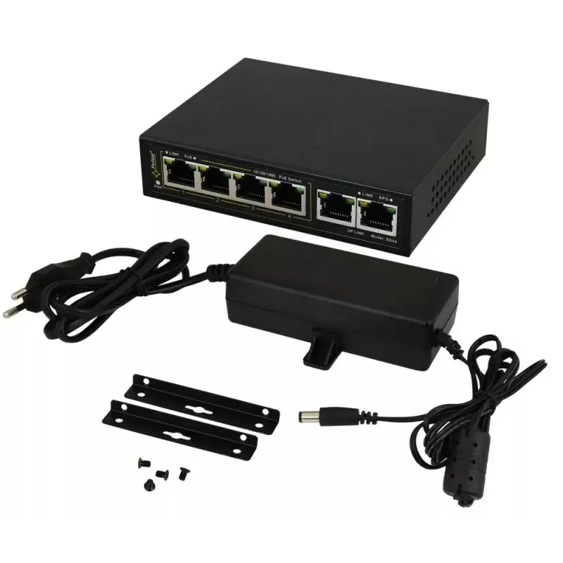 Switch Gigabit PoE PULSAR SG-64 — 4 portas PoE, 2 portas uplink