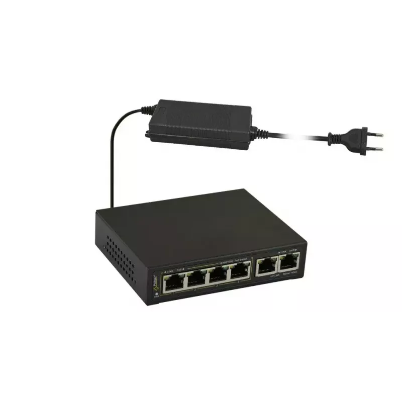 Switch Gigabit PoE PULSAR SG-64 — 4 portas PoE, 2 portas uplink
