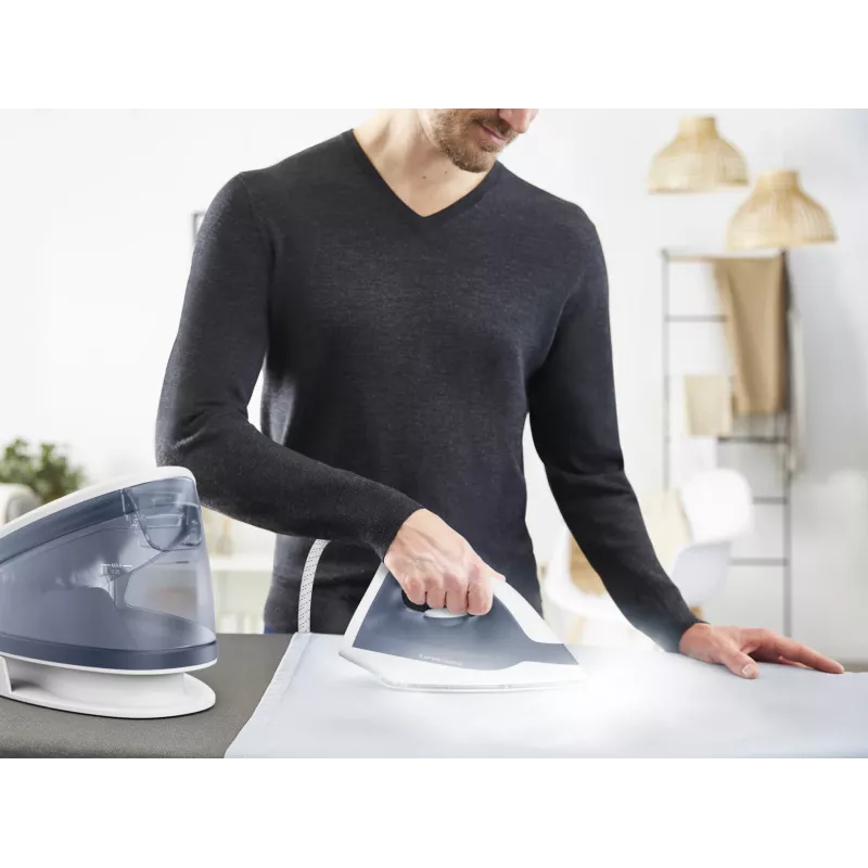 Ferro de engomar a vapor Tefal Express Optimal SV4110 2200 W 1,2 L cerâmica Express Glide azul, branco
