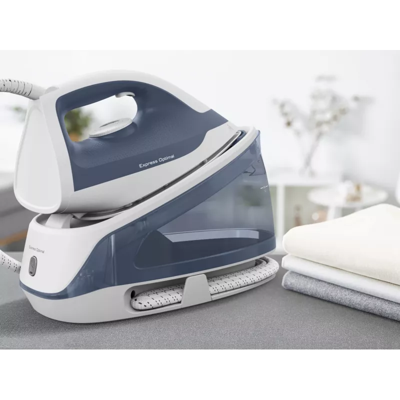 Ferro de engomar a vapor Tefal Express Optimal SV4110 2200 W 1,2 L cerâmica Express Glide azul, branco