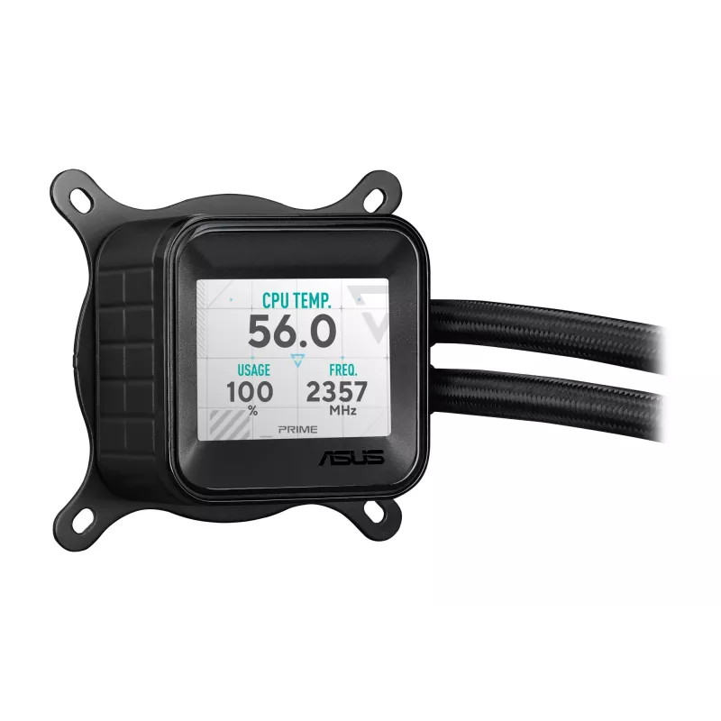 Refrigeração líquida All-in-One ASUS Prime LC 360 ARGB LCD — radiador de 360 mm, 3 ventoinhas de 120 mm, LCD, PWM, preto