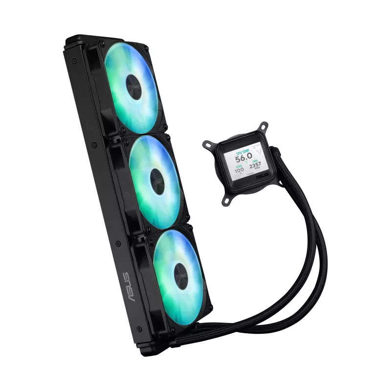 Refrigeração líquida All-in-One ASUS Prime LC 360 ARGB LCD — radiador de 360 mm, 3 ventoinhas de 120 mm, LCD, PWM, preto