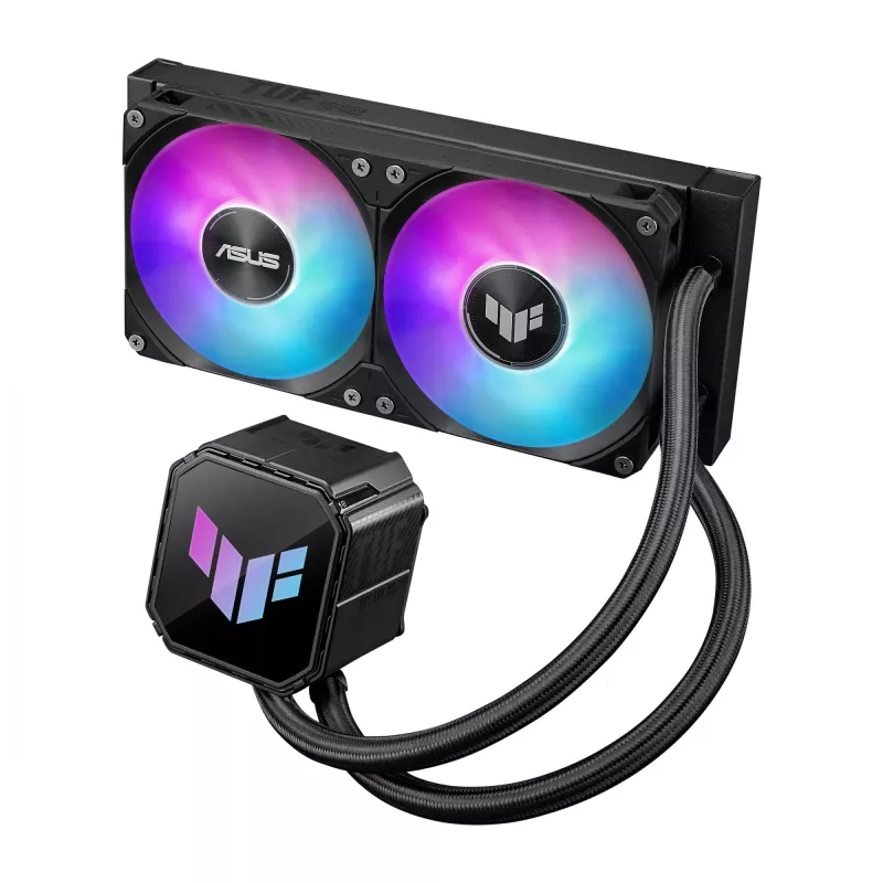 Refrigeração líquida All-in-One ASUS TUF GAMING LC III 240 ARGB — radiador de 240 mm, 2 ventoinhas ARGB de 120 mm, suporte para socket AM5, preto