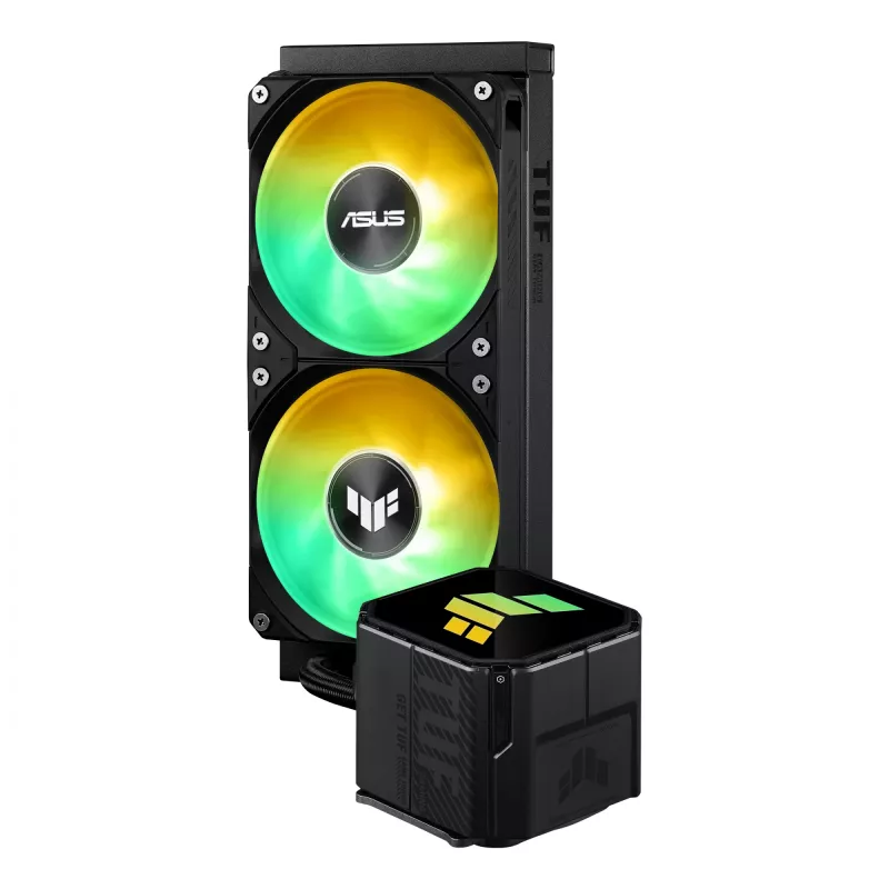 Refrigeração líquida All-in-One ASUS TUF GAMING LC III 240 ARGB — radiador de 240 mm, 2 ventoinhas ARGB de 120 mm, suporte para socket AM5, preto