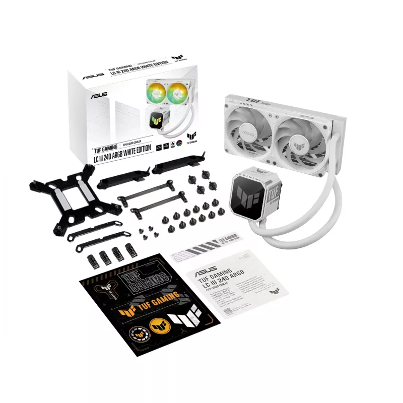 Refrigeração líquida All-in-One ASUS TUF GAMING LC III 240 ARGB WHT – radiador de 240 mm, 2 ventoinhas de 120 mm, PWM, branco