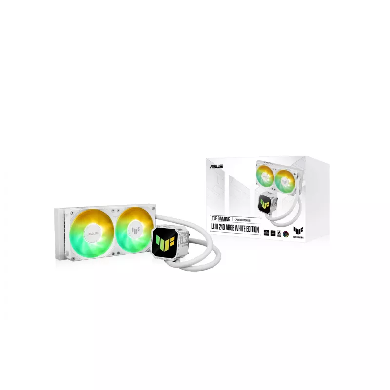 Refrigeração líquida All-in-One ASUS TUF GAMING LC III 240 ARGB WHT – radiador de 240 mm, 2 ventoinhas de 120 mm, PWM, branco
