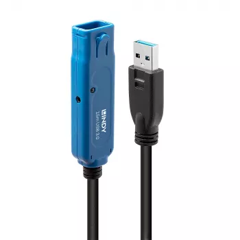 Lindy 15m USB 3.0 Active Extension Pro, 15 m, USB A, USB A, USB 3.2 Gen 1 (3.1 Gen 1), 5 Gbit/s, preto