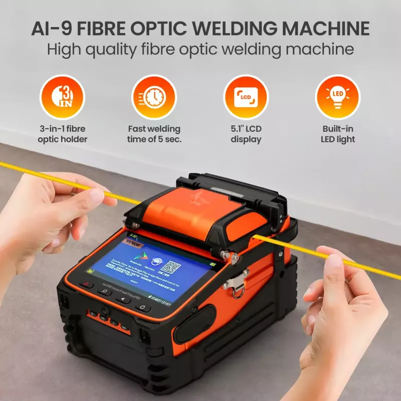 Máquina de fusão por splicer Extralink AI-9 7800mAh bateria LED lâmpada LCD 5,1 inch