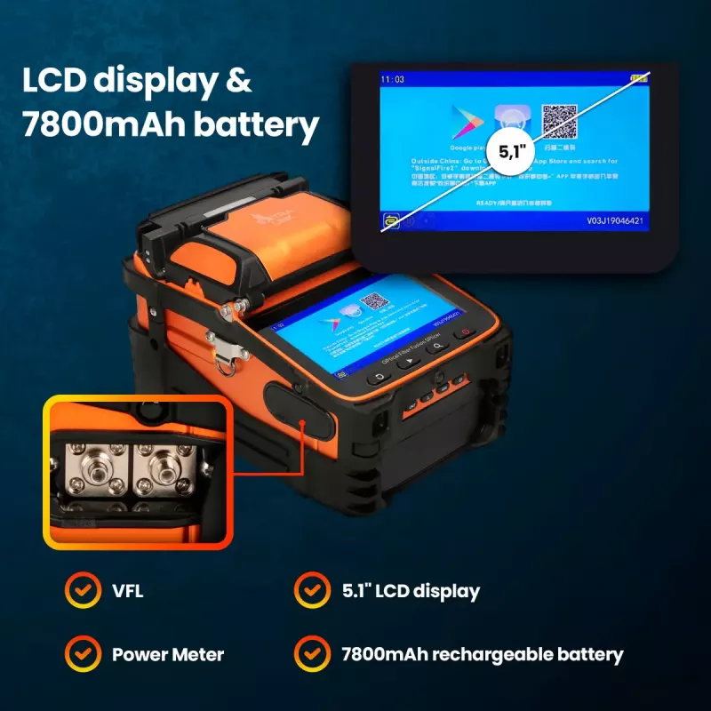 Máquina de fusão por splicer Extralink AI-9 7800mAh bateria LED lâmpada LCD 5,1 inch