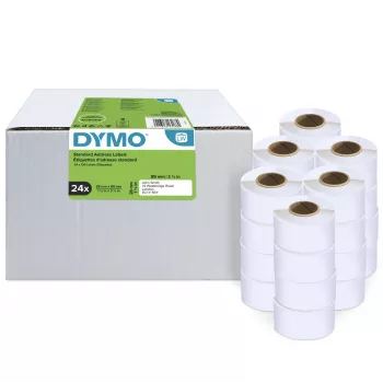 Etiquetas de endereço DYMO Authentic LabelWriter | 28 mm x 89 mm | 24 rolos com 130 etiquetas Easy-Peel (3120 etiquetas) | Autoadesivas | para impressoras de etiquetas LabelWriter