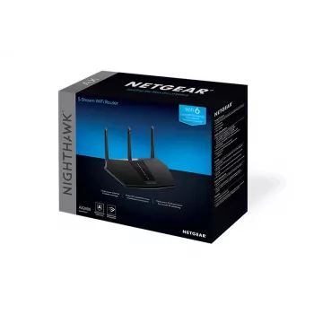 NETGEAR Nighthawk AX/5-Stream AX2400 Router WiFi 6 (RAX30) Router sem fios Gigabit Ethernet Banda dupla (2,4 GHz / 5 GHz) Preto
