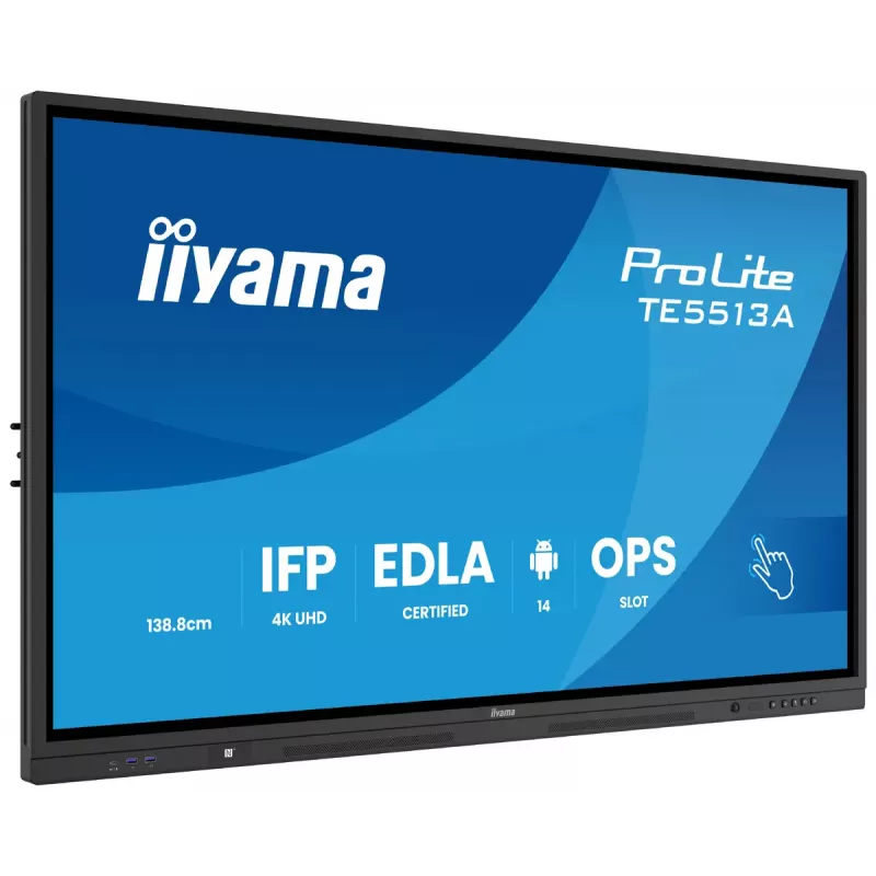 Monitor iiyama 55 polegadas TE5513A-B1AG 54,6 polegadas Ecrã interativo plano 4K Ultra HD 3840 x 2160