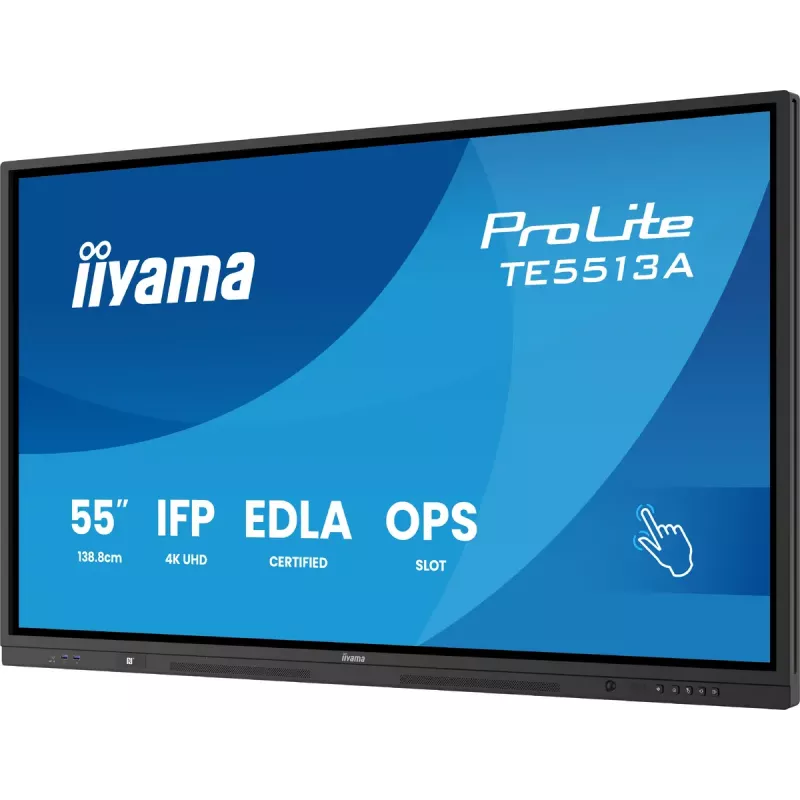 Monitor iiyama 55 polegadas TE5513A-B1AG 54,6 polegadas Ecrã interativo plano 4K Ultra HD 3840 x 2160