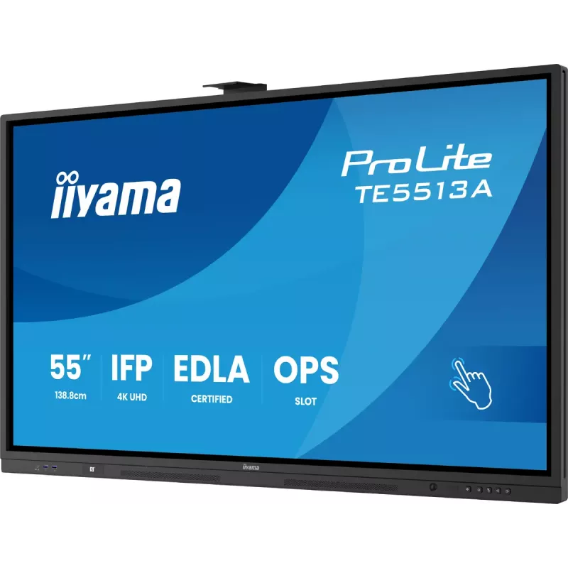 Monitor iiyama 55 polegadas TE5513A-B1AG 54,6 polegadas Ecrã interativo plano 4K Ultra HD 3840 x 2160