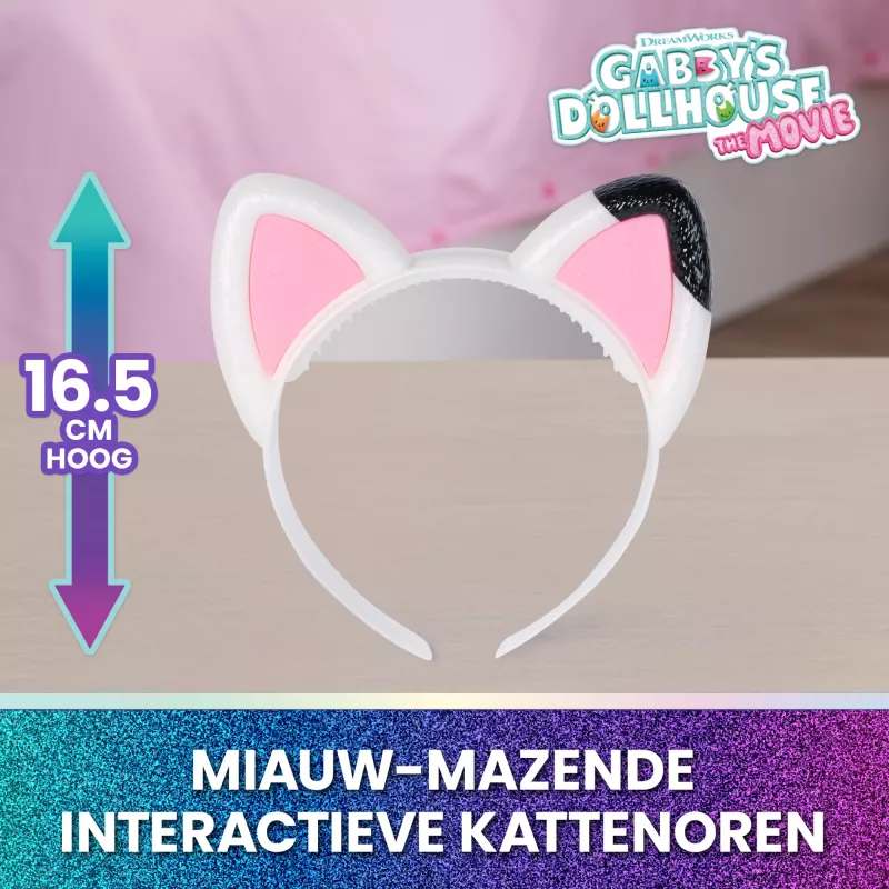 Gabbys Dollhouse: O Filme, Orelhas interativas Miauz-tásticas, Faixa de cabeça com luzes, sons e 3 modos de jogo, Brinquedo para meninas e meninos a partir dos 3 anos