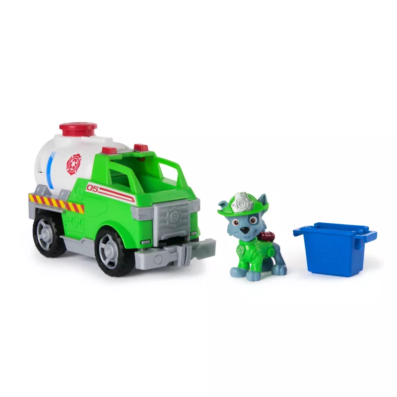 PAW Patrol Fire Rescue: Rocky Rescue Camião-cisterna de bombeiros com figura de ação, braço de garra e camião de brinquedo, brinquedo para rapazes e raparigas a partir dos 3 anos