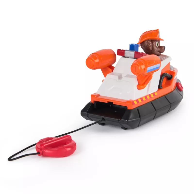 PAW Patrol Fire Rescue: Zuma Barco de bombeiros de resgate com figura de ação, boia de salvamento lançável, guaxinim e barco de brinquedo, brinquedo para rapazes e raparigas a partir dos 3 anos