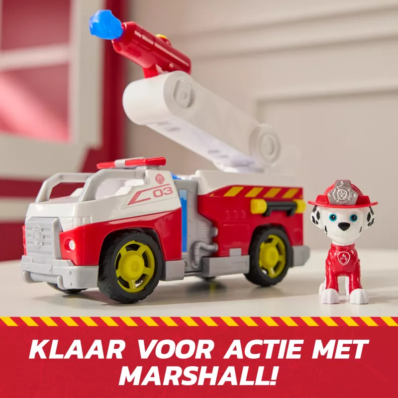 Carro de bombeiros de brinquedo Spin Master Marshall Rescue Fire Engine com figura de ação, lançador de projéteis, plástico, a partir dos 3 anos