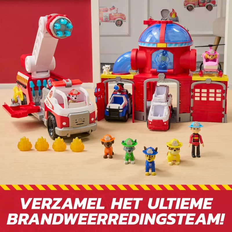 Carro de bombeiros de brinquedo Spin Master Marshall Rescue Fire Engine com figura de ação, lançador de projéteis, plástico, a partir dos 3 anos