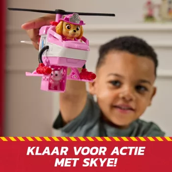 PAW Patrol Fire Rescue: Skye Helicóptero de resgate com figura de ação, amigo gato e helicóptero de brinquedo, brinquedo para rapazes e raparigas a partir dos 3 anos