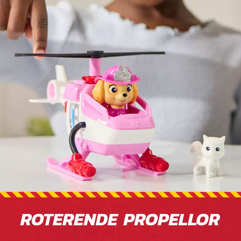 PAW Patrol Fire Rescue: Skye Helicóptero de resgate com figura de ação, amigo gato e helicóptero de brinquedo, brinquedo para rapazes e raparigas a partir dos 3 anos