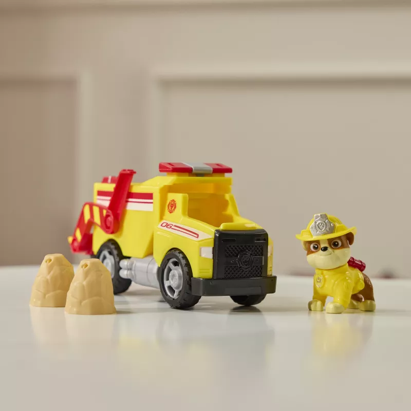 PAW Patrol Fire Rescue: Rubble Camião basculante de bombeiros de resgate com figura de ação, projéteis e camião de brinquedo, brinquedo para rapazes e raparigas a partir dos 3 anos