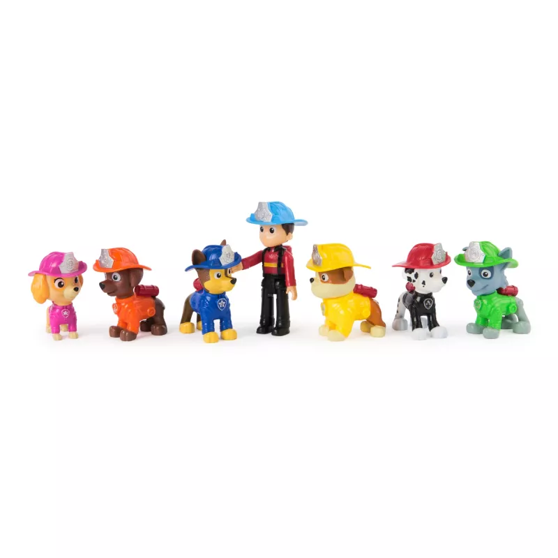 PAW Patrol conjunto de equipa de resgate de bombeiros com 7 figuras de ação colecionáveis, incl. Ryder e 6 amigos peludos, brinquedo para rapazes e raparigas a partir dos 3 anos