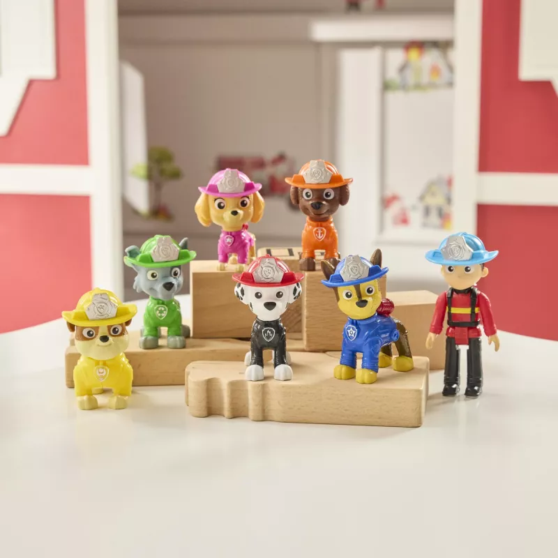 PAW Patrol conjunto de equipa de resgate de bombeiros com 7 figuras de ação colecionáveis, incl. Ryder e 6 amigos peludos, brinquedo para rapazes e raparigas a partir dos 3 anos