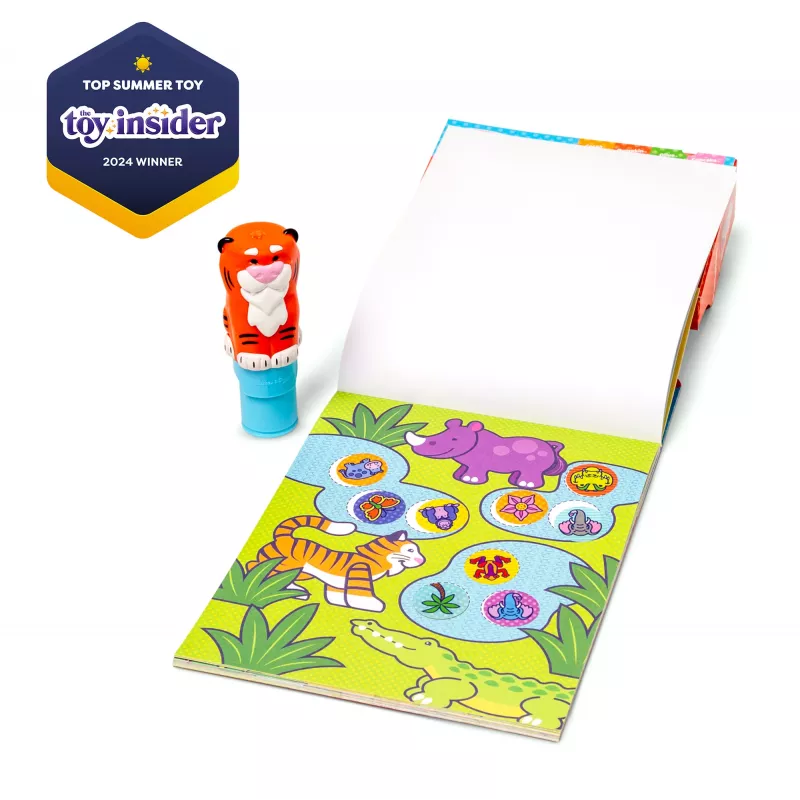 Melissa & Doug Sticker WOW! Bloco de atividades de 24 páginas e carimbo de autocolantes, 300 autocolantes, brinquedo fidget de arte e artesanato figura colecionável – Tigre – certificado FSC