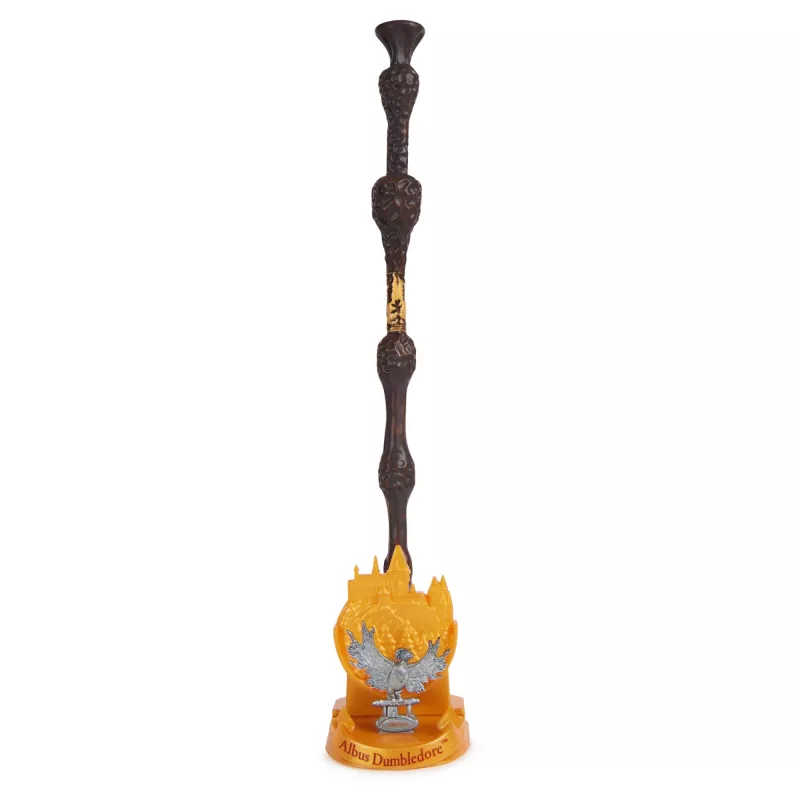 Spin Master Wizarding World Harry Potter varinha autêntica de Alvo Dumbledore com suporte de Hogwarts, para jogos de papéis, de plástico, a partir dos 14 anos