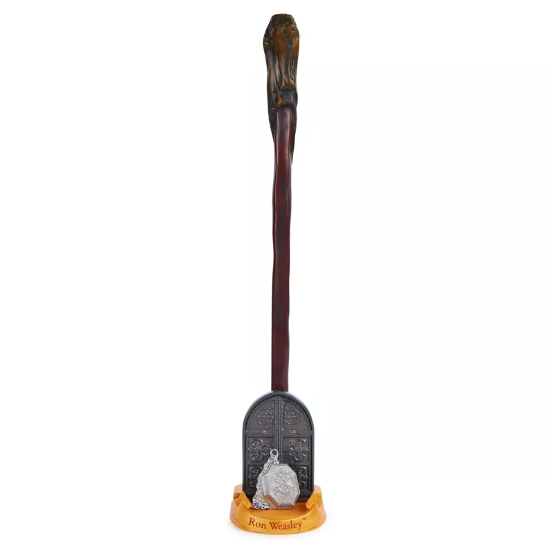 Spin Master Wizarding World Harry Potter varinha autêntica de Ron Weasley com suporte de Hogwarts, para jogos de papéis, de plástico, a partir dos 14 anos